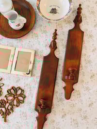 Image 1 of wooden candlestick wall sconces