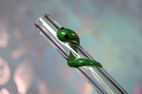 Image 1 of 10" Glass Slushie Spoon Straw with Dark Green Snake