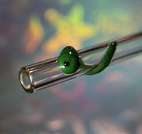 Image 4 of 10" Glass Slushie Spoon Straw with Dark Green Snake