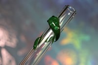 Image 2 of 10" Glass Slushie Spoon Straw with Dark Green Snake