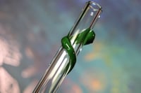 Image 3 of 10" Glass Slushie Spoon Straw with Dark Green Snake