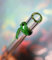 Image 6 of 10" Glass Slushie Spoon Straw with Dark Green Snake