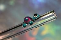 Image 1 of 8" Glass Slushie Straw with Turquoise + Magenta Turtle