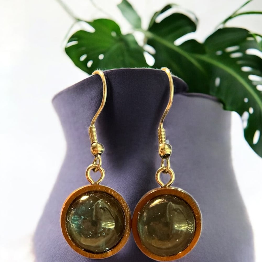 Image of Resin Green Dangle Earrings 