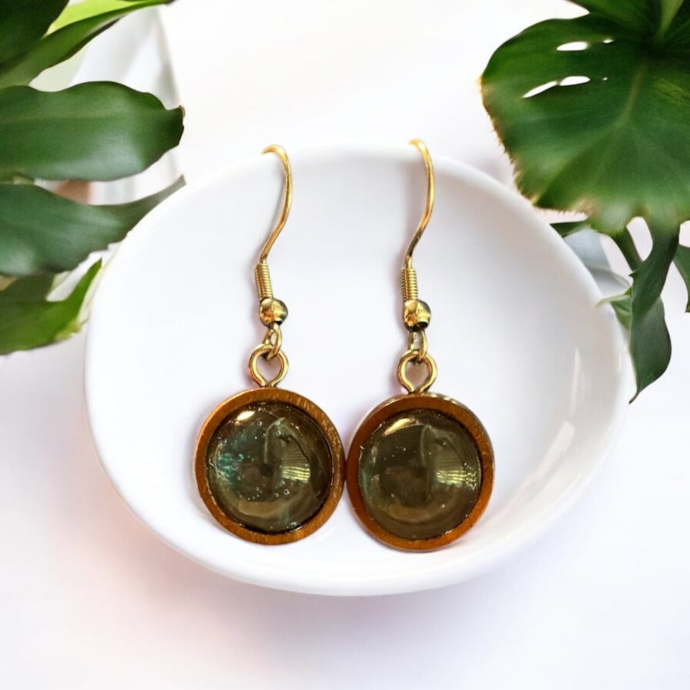 Image of Resin Green Dangle Earrings 