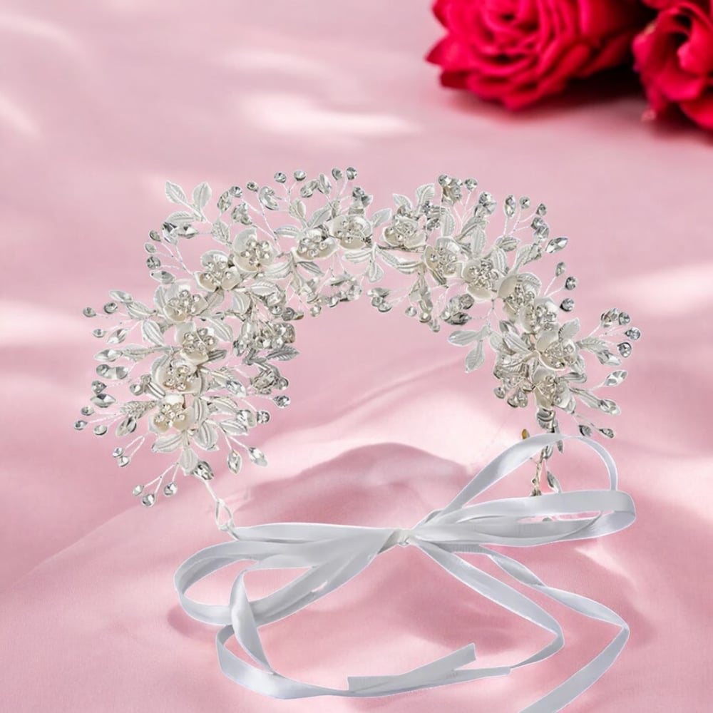 Image of Headband White Color Wedding Hair Accessories Flower Crown Tiaras Bridesmaid Prom Headband Pearl