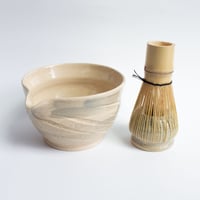 Image 1 of Matcha Bowl with Spout Set - Yellow Moss
