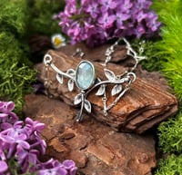Image 1 of Natural aqua kyanite leaves necklace small