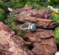 Image 1 of Natural Aqua Kyanite sterling silver ring size 7 US