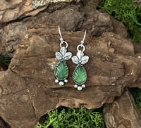 Image 1 of Natural Serpentine leaf cut earrings