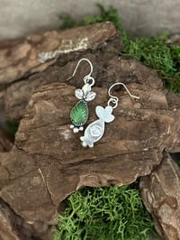 Image 2 of Natural Serpentine leaf cut earrings