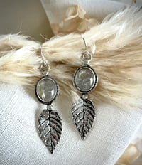 Rutilated quartz leaves earrings