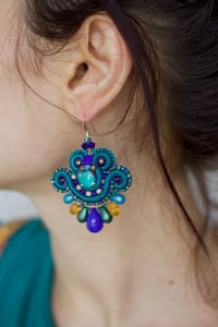 Image 1 of Mini Earrings Peacock - Variation 1 - Argent 925
