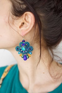 Image 3 of Mini Earrings Peacock - Variation 1 - Argent 925