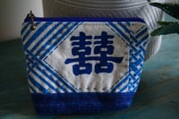 Image 1 of Hand-printed Double Happiness Fabric Mini Wallet Card and Coin Purse