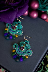 Image 6 of Mini Earrings - Peacock - Version 3 - Or