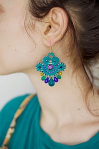 Image 1 of Mini Earrings - Peacock - Version 3 - Or