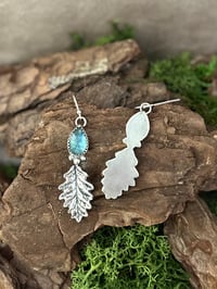 Image 2 of Natural Kyanite and leave earrings