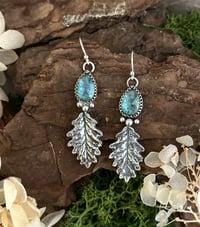 Image 1 of Natural Kyanite and leave earrings