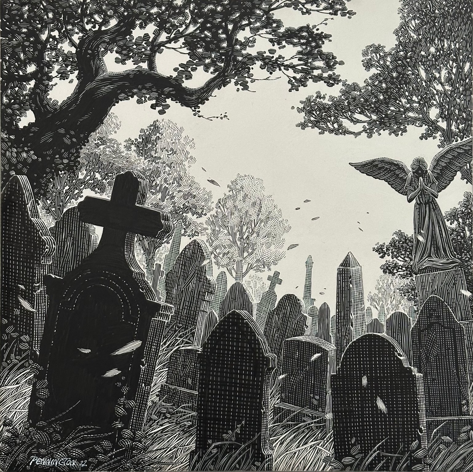 Image of Cemetery (Original Drawing) 