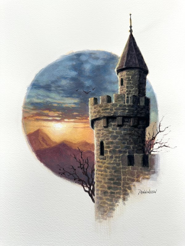 Image of Castle Gouache Study (Original Painting) 