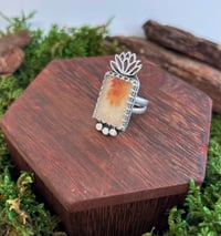 Image 2 of Unique dendritic moss agate and lotus ring the size of the stone is 2 cm x 1,5 cm