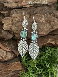 Image 1 of Natural Kyanite double leaves earrings