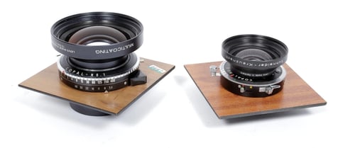 Image of Zone VI "gold" 4X5 Camera w/ 150mm + 210mm Schneider MC Lenses + Holders + FILM  #0667