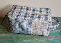 Image 1 of Summer Travel Toiletry Bag | Boxy Vintage Fabric Zipper Pouch with Handle
