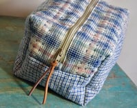 Image 2 of Summer Travel Toiletry Bag | Boxy Vintage Fabric Zipper Pouch with Handle