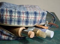 Image 3 of Summer Travel Toiletry Bag | Boxy Vintage Fabric Zipper Pouch with Handle