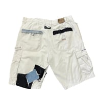 Image 2 of Denim Patchwork Cream Shorts