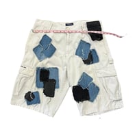 Image 3 of Denim Patchwork Cream Shorts