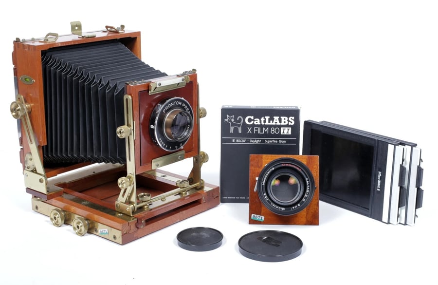 Image of Zone VI mahogany 4X5 Camera w/ 150mm + 210mm Schneider Lenses + Holders + FILM #0671