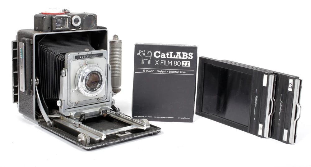 Image of Busch Pressman D Rangefinder 4X5 Camera w/ 127mm lens + film + holders #0684