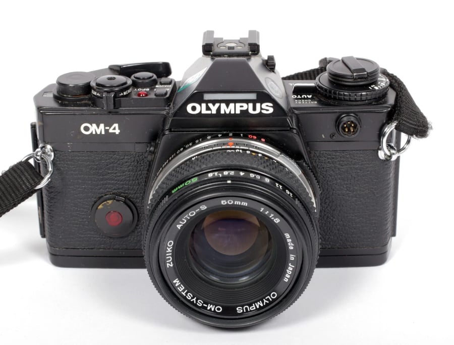 Image of Olympus OM-4 Program 35mm film SLR camera with 50mm F1.8 lens #0718 