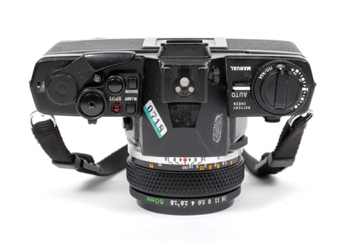 Image of Olympus OM-4 Program 35mm film SLR camera with 50mm F1.8 lens #0718 