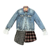 Image 1 of Jean Jacket Plaid Collar 