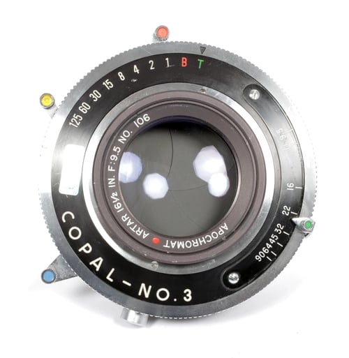 Image of Goerz Apochromat [Red Dot] Artar 16.5" [420mm] F9.5 Lens Copal #3 shutter #0726 