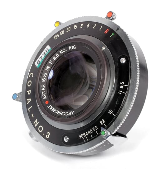 Image of Goerz Apochromat [Red Dot] Artar 16.5" [420mm] F9.5 Lens Copal #3 shutter #0726 