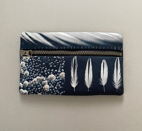 Image of Barnacle feathers, rectangular zipper purse