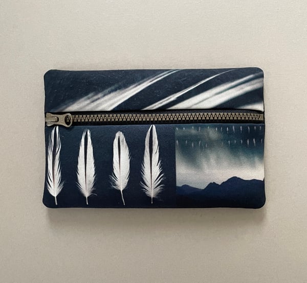 Image of Storm feather, rectangular zipper purse