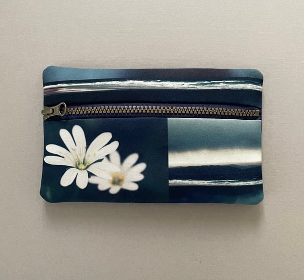 Image of Stitchwort seascape, rectangular zipper purse