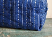 Image 2 of Men's Toiletry Bag – Navy Blue Vintage Fabric Boxy Zipper Pouch