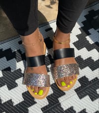 Image 1 of "Nola" Black glitter slides 