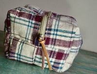 Image 3 of Medium Boxy Makeup Bag – Vintage Fabric Toiletry Pouch for Travel