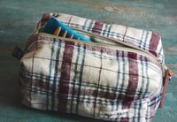 Image 4 of Medium Boxy Makeup Bag – Vintage Fabric Toiletry Pouch for Travel