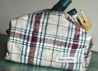 Image 5 of Medium Boxy Makeup Bag – Vintage Fabric Toiletry Pouch for Travel