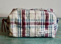 Image 1 of Medium Boxy Makeup Bag – Vintage Fabric Toiletry Pouch for Travel