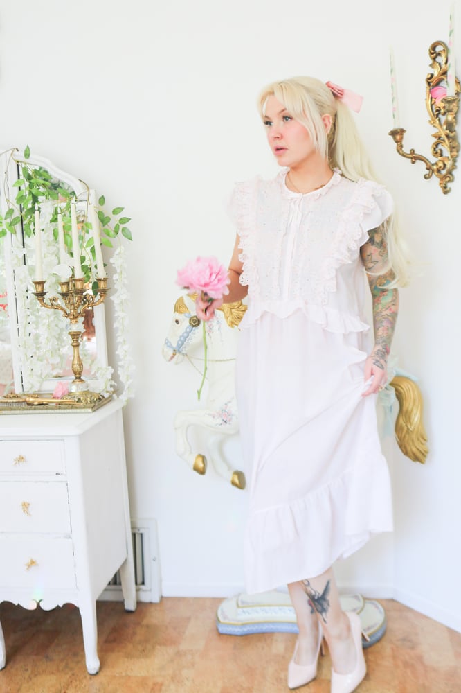 Image of Modern Wing Pastel Pink Princess Ruffle Neckline Dress (Medium)